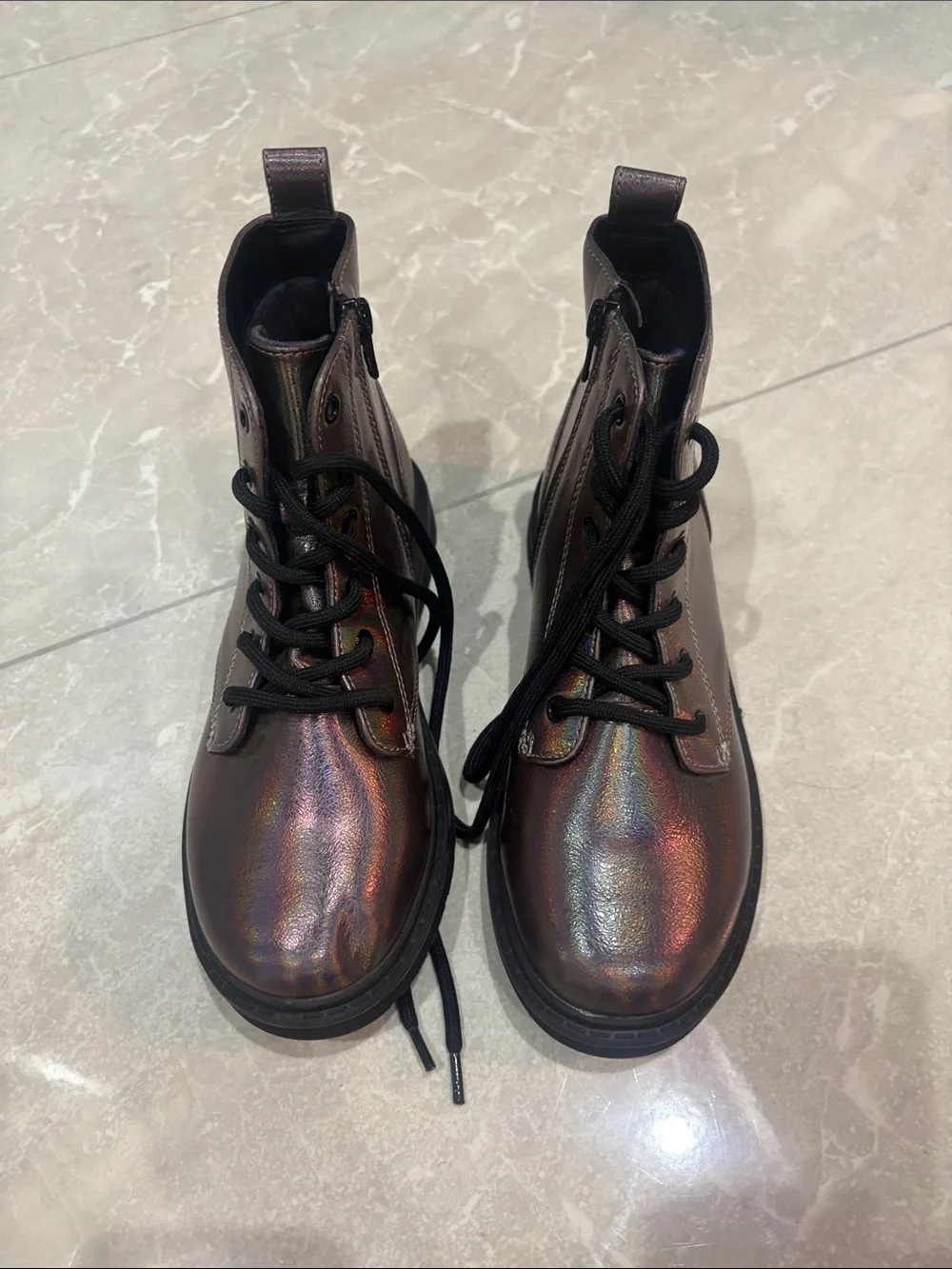 art class Iridescent Brown Combat Boots for Kids